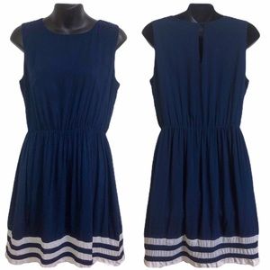 Blue Dress with Striped Bottom